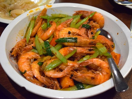 These head-on shrimp, however, are very good and quite lethal if asked to be made spicy.
