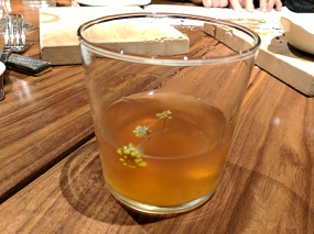 One member of the party elected to start with a sazerac, which he quite liked. Not sure what the shrubbery atop it is: fennel pollen?