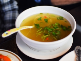 You have to eat it with this tangy, slightly spicy broth.
