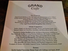 Grand Cafe, First and second courses