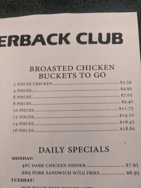 Quarterback Club, Broasted Chicken Buckets