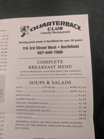 Quarterback Club, Soups and Salads