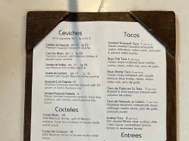 Holbox 2, Menu, Ceviches, Cocteles, Tacos