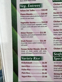 Chennai Dosa Corner, Menu, Veg Entrees, Variety Rice
