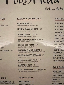 Hachi, Costa Mesa, Menu, Izakaya Warm Dish